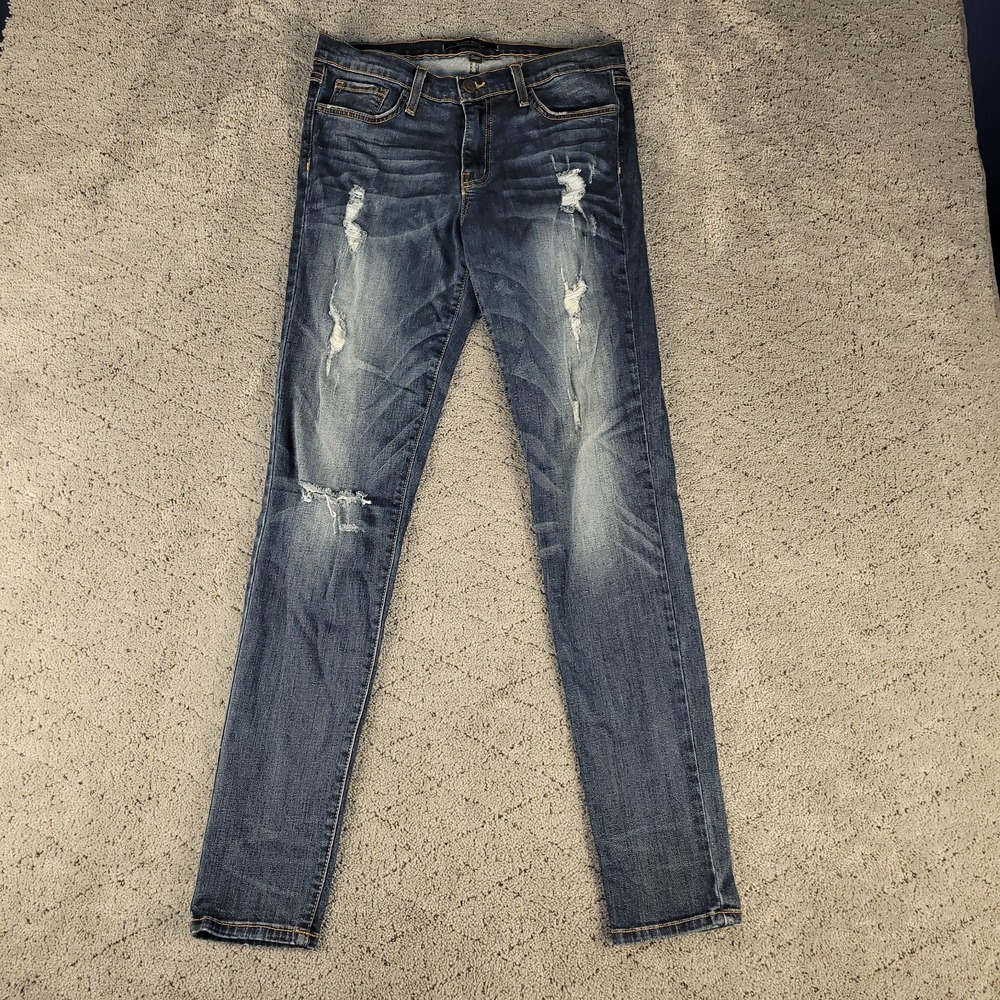 Flying Monkey Jeans Womens 30 Blue Skinny Ankle Distressed Slimming Whisker